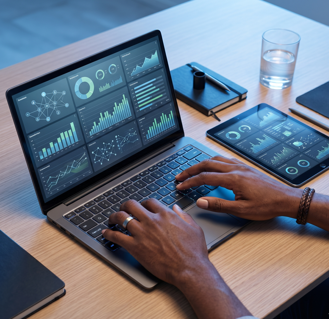 Interface de plateforme de veille affichant des flux d'information analysés et structurés en tableaux de bord stratégiques