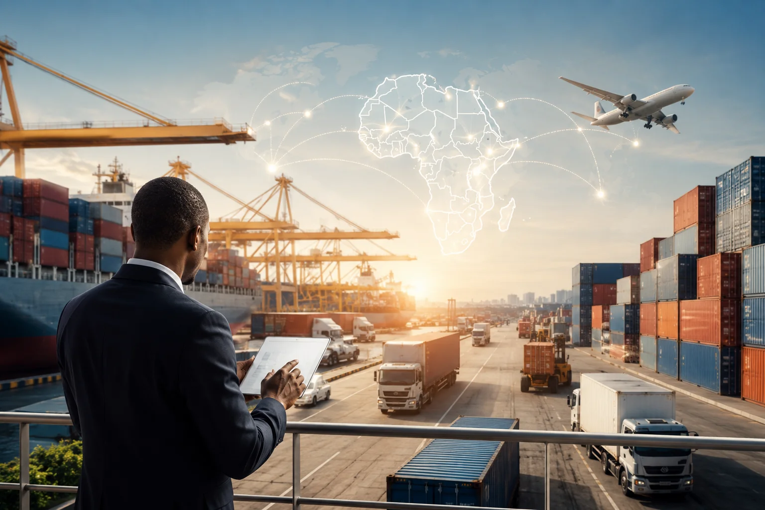 Port logistique et commercial en Afrique, symbolisant l'opportunité de la ZLECAf
