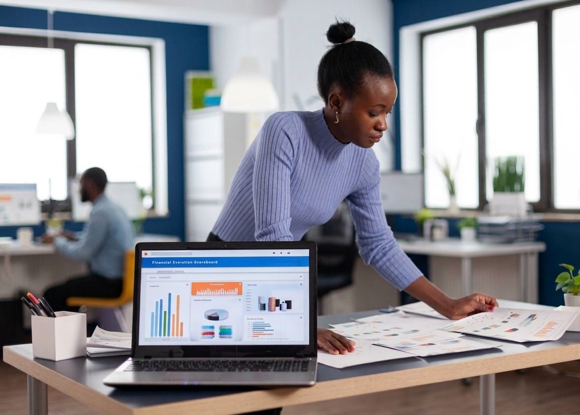 Femme au bureau prenant des notes — intelligence économique au CAVIE